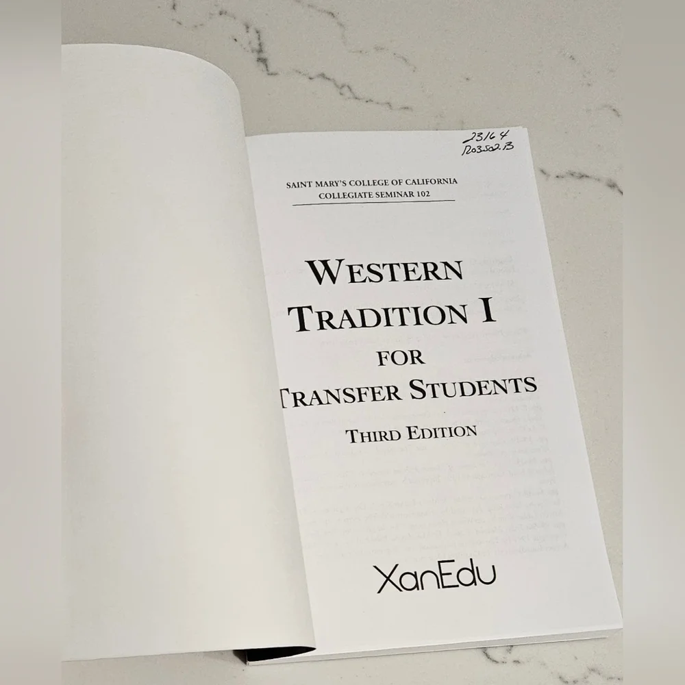 BOGOWestern Tradition I for Transfer Students Third Edition Saint Mary's College